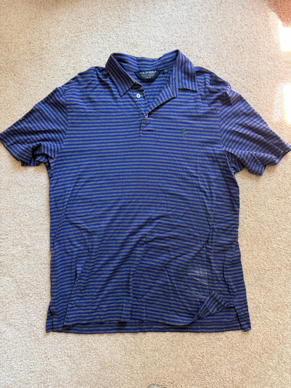 Ralph Lauren Polo Golf Navy and Gray Striped Polo - L